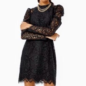 Lilly Pulitzer Averi Onyx Black Lace Long Sleeve Cocktail Dress